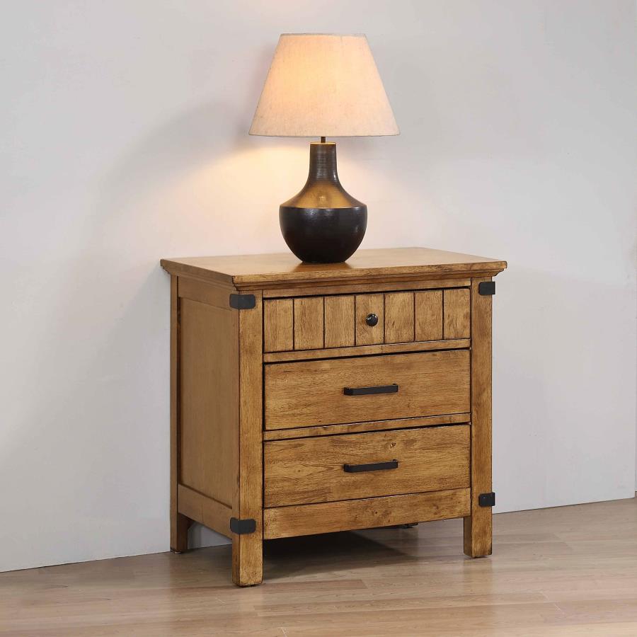 (image for) Brenner 3-drawer Nightstand Rustic Honey