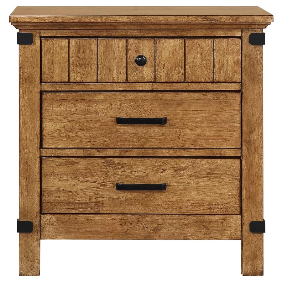 (image for) Brenner 3-drawer Nightstand Rustic Honey