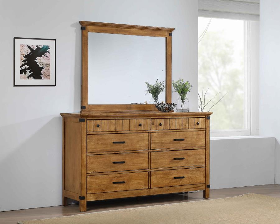 (image for) Brenner 8-drawer Dresser with Mirror Rustic Honey