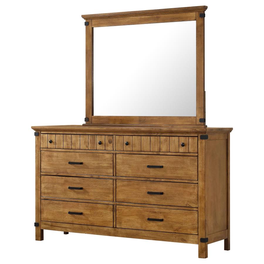 (image for) Brenner 8-drawer Dresser with Mirror Rustic Honey