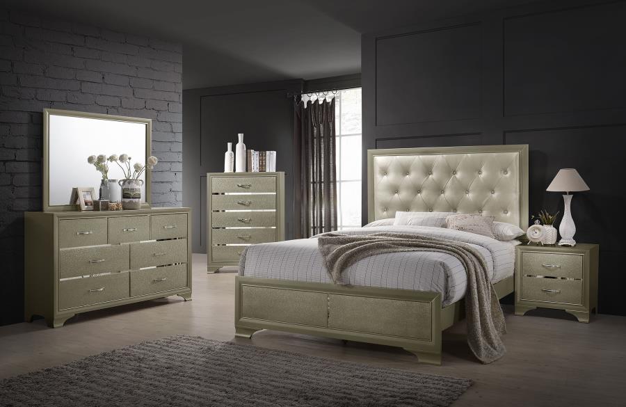 (image for) Beaumont 5-piece Eastern King Bedroom Set Champagne - Click Image to Close