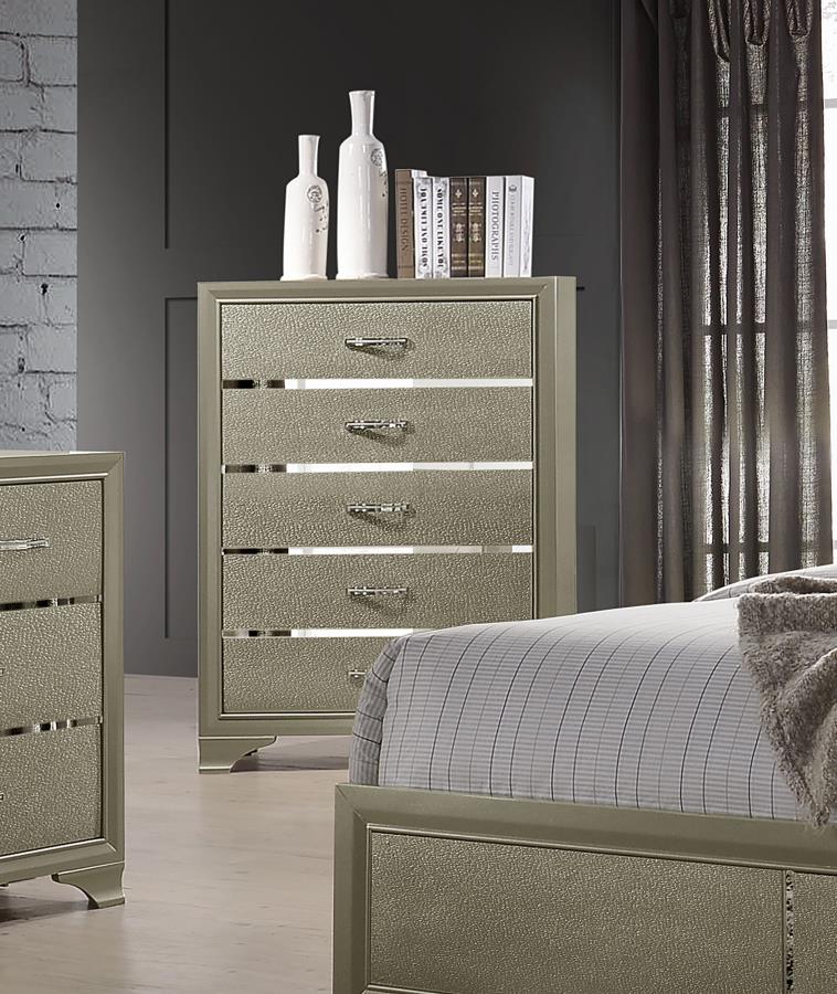 (image for) Beaumont 5-drawer Bedroom Chest Champagne