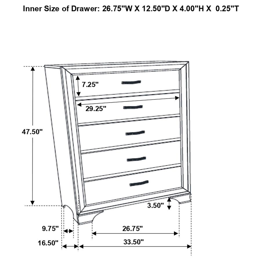 (image for) Beaumont 5-drawer Bedroom Chest Champagne