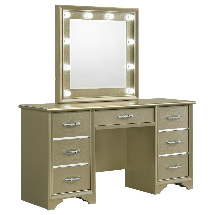 (image for) Beaumont 7-drawer Vanity Set with Lighting Champagne