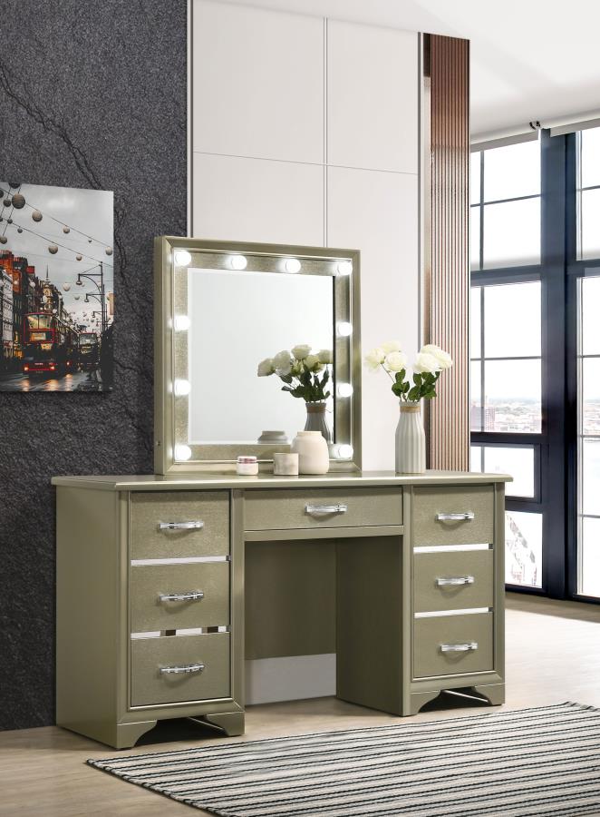 (image for) Beaumont 7-drawer Vanity Set with Lighting Champagne