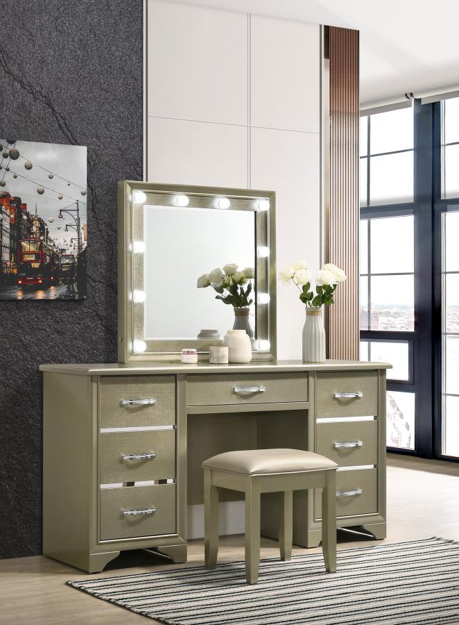 (image for) Beaumont 7-drawer Vanity Set with Lighting Champagne