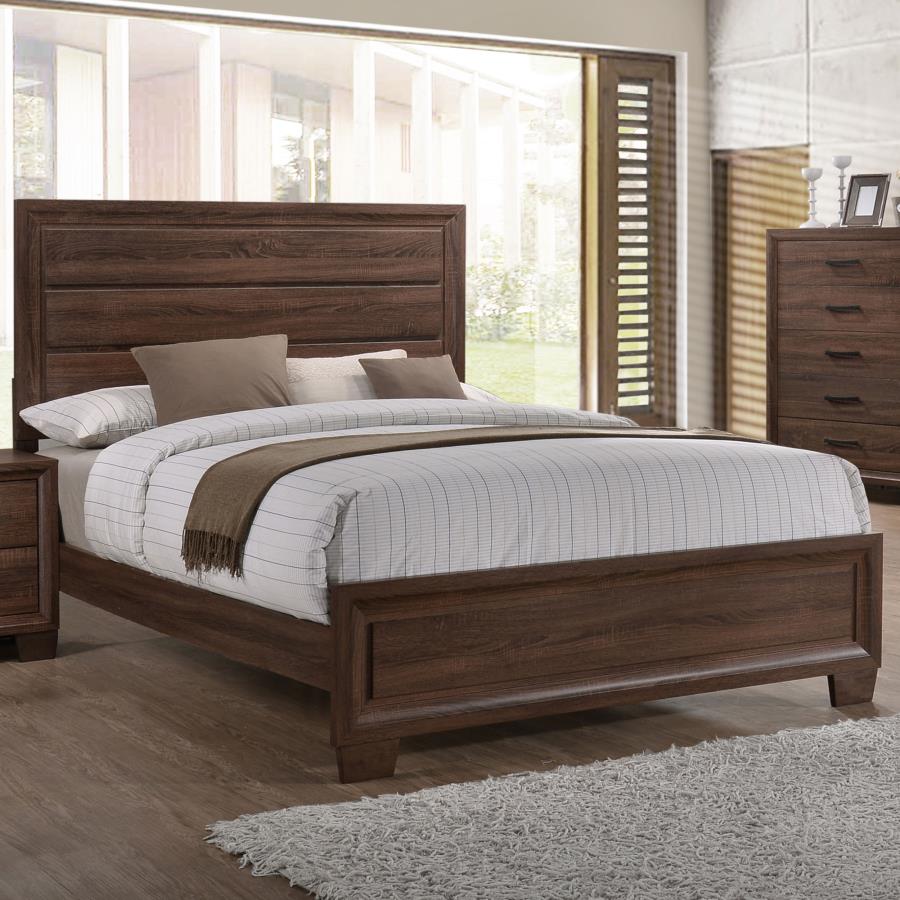 (image for) Brandon Wood Eastern King Panel Bed Warm Brown