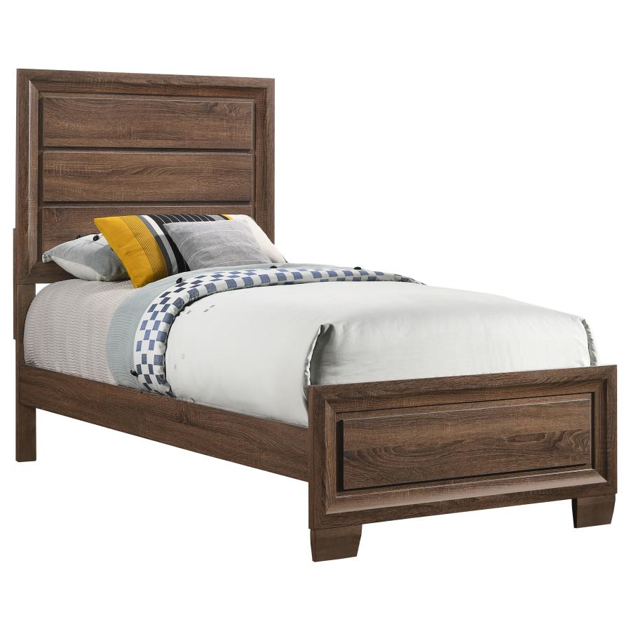 (image for) Brandon Wood Twin Panel Bed Warm Brown