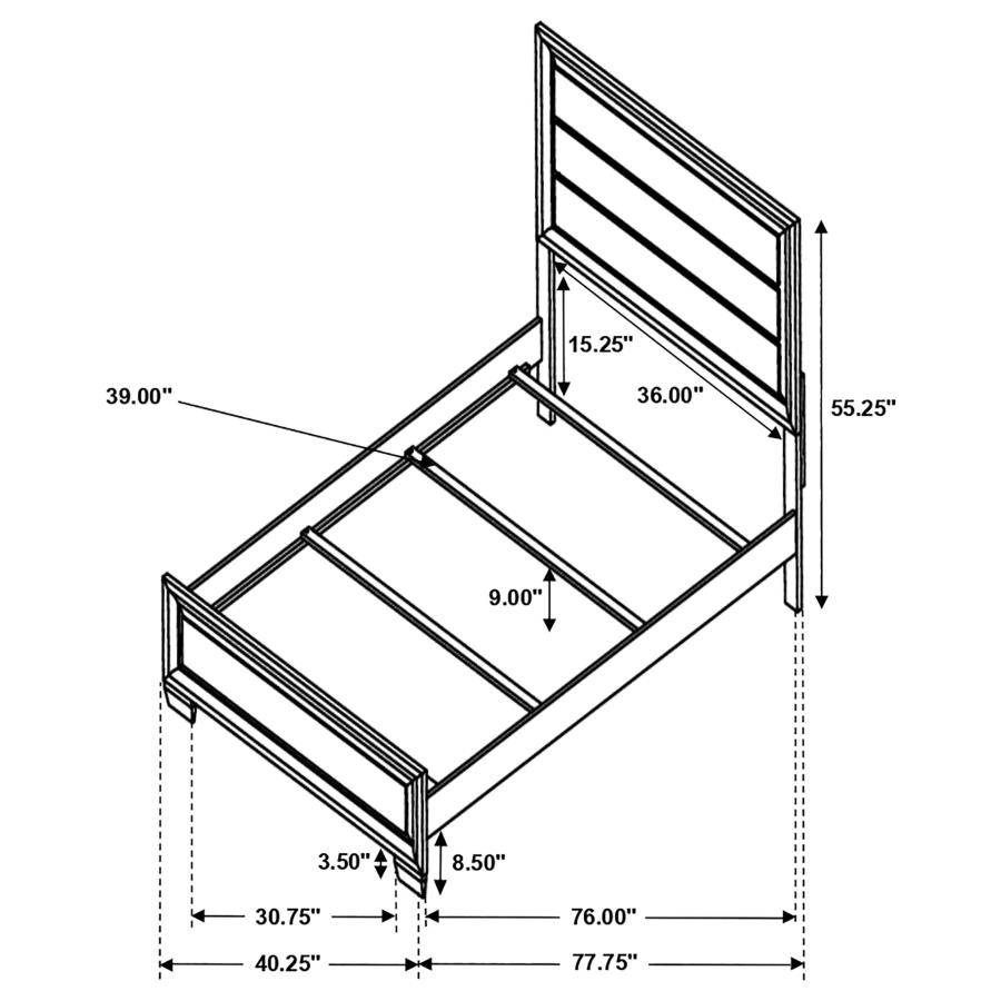 (image for) Brandon Wood Twin Panel Bed Warm Brown