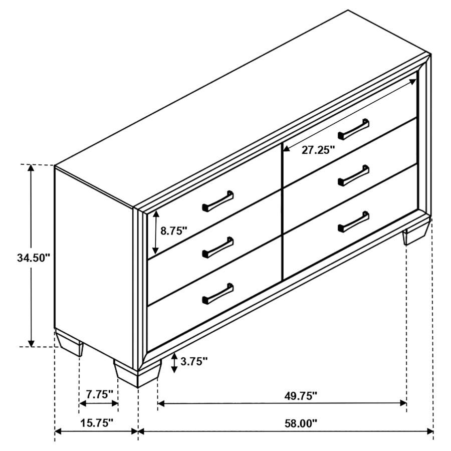 (image for) Brandon 6-drawer Dresser Warm Brown