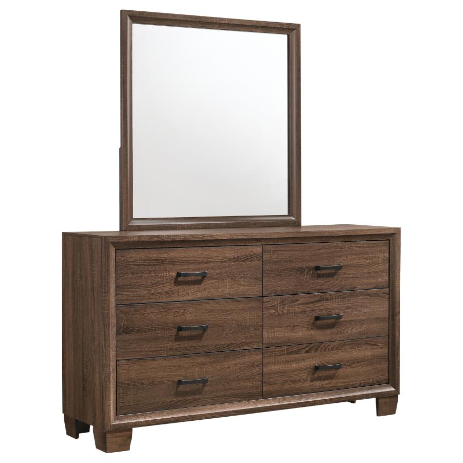 (image for) Brandon 6-drawer Dresser with Mirror Warm Brown