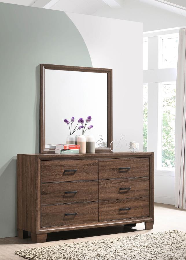 (image for) Brandon 6-drawer Dresser with Mirror Warm Brown