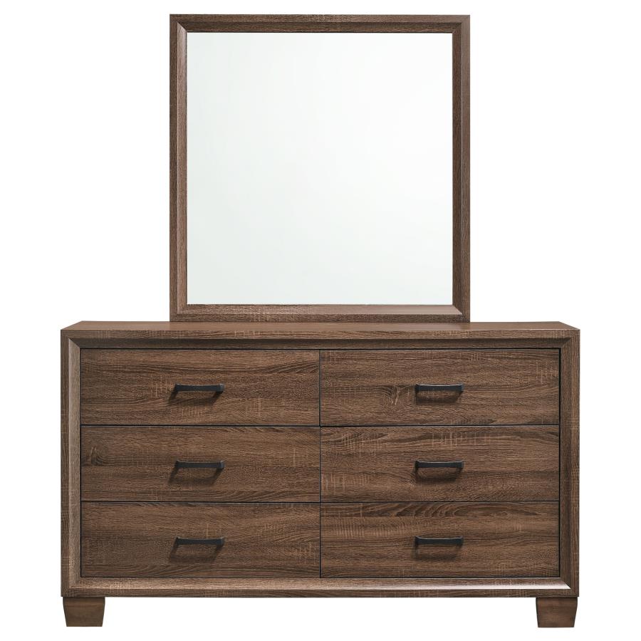 (image for) Brandon 6-drawer Dresser with Mirror Warm Brown