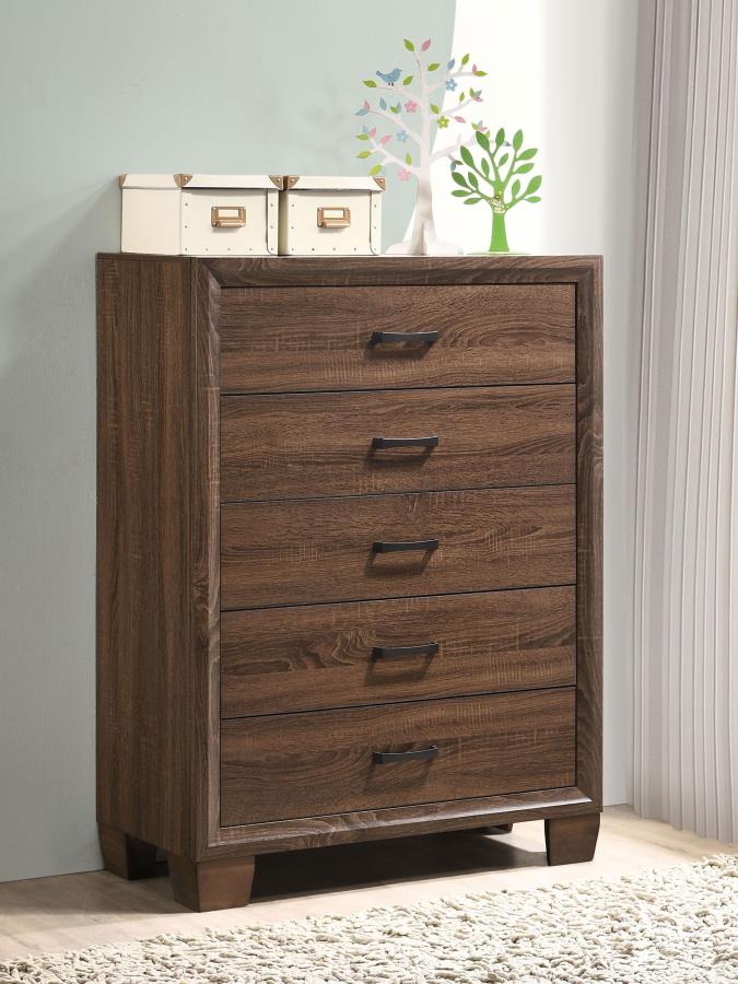 (image for) Brandon 5-drawer Bedroom Chest Warm Brown