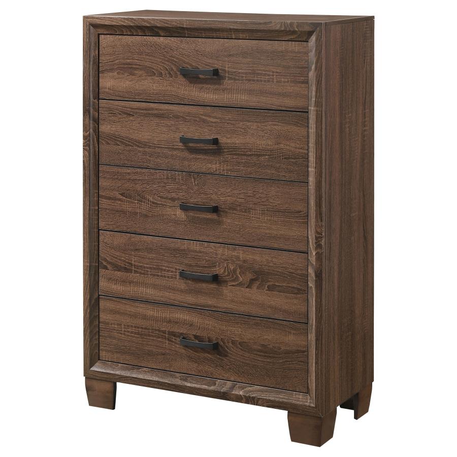 (image for) Brandon 5-drawer Bedroom Chest Warm Brown