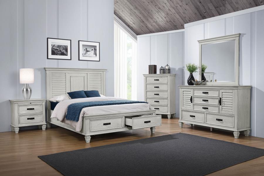 Modal Additional Images for Franco Wood Eastern King Storage Panel Bed Distressed White