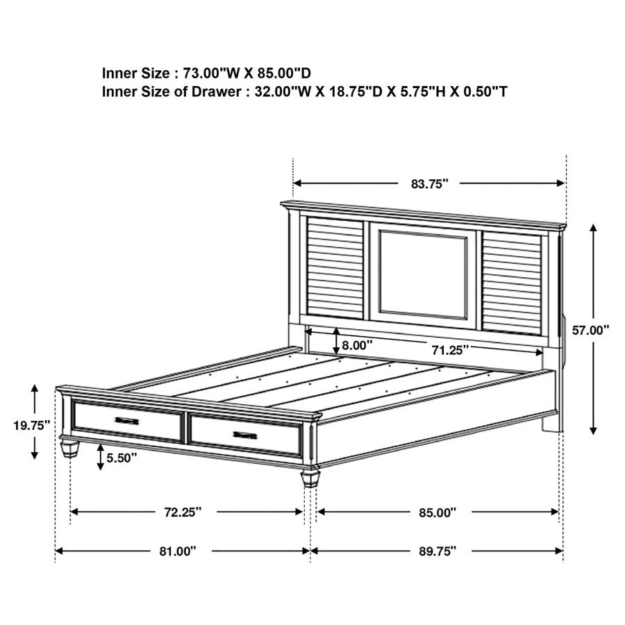 (image for) Franco California King Storage Panel Bed Distressed White