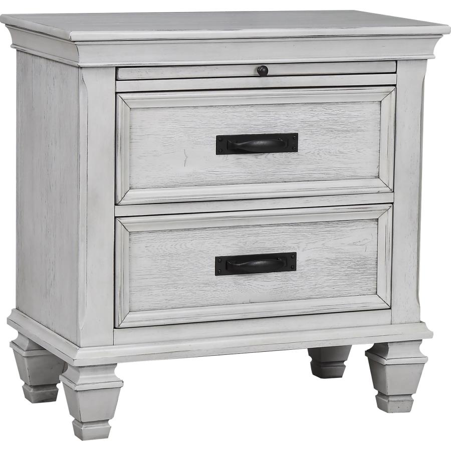 (image for) Franco 2-drawer Nightstand Distressed White - Click Image to Close