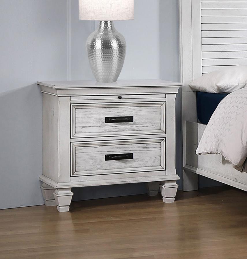 (image for) Franco 2-drawer Nightstand Distressed White