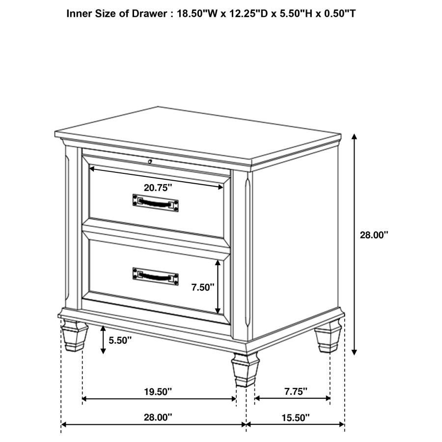 (image for) Franco 2-drawer Nightstand Distressed White