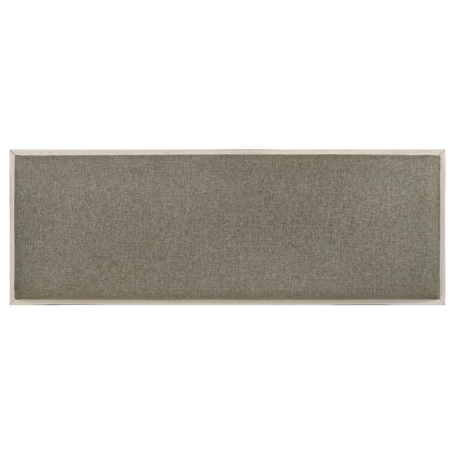 Franco Fabric Upholstered Bench with Shelf Distressed White