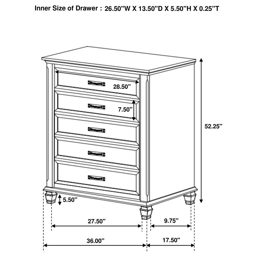 (image for) Franco 5-drawer Chest Weathered Sage