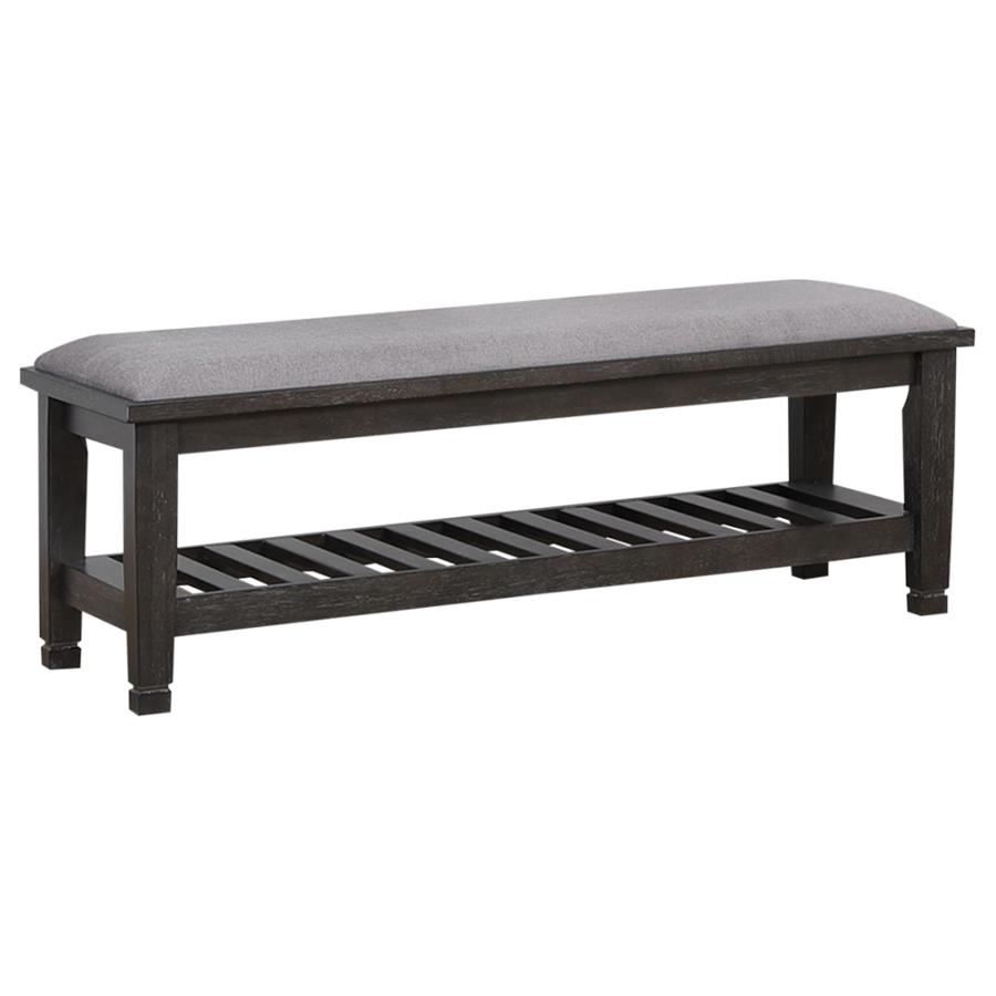 (image for) Franco Upholstered Bench with Slatted Shelf Weathered Sage