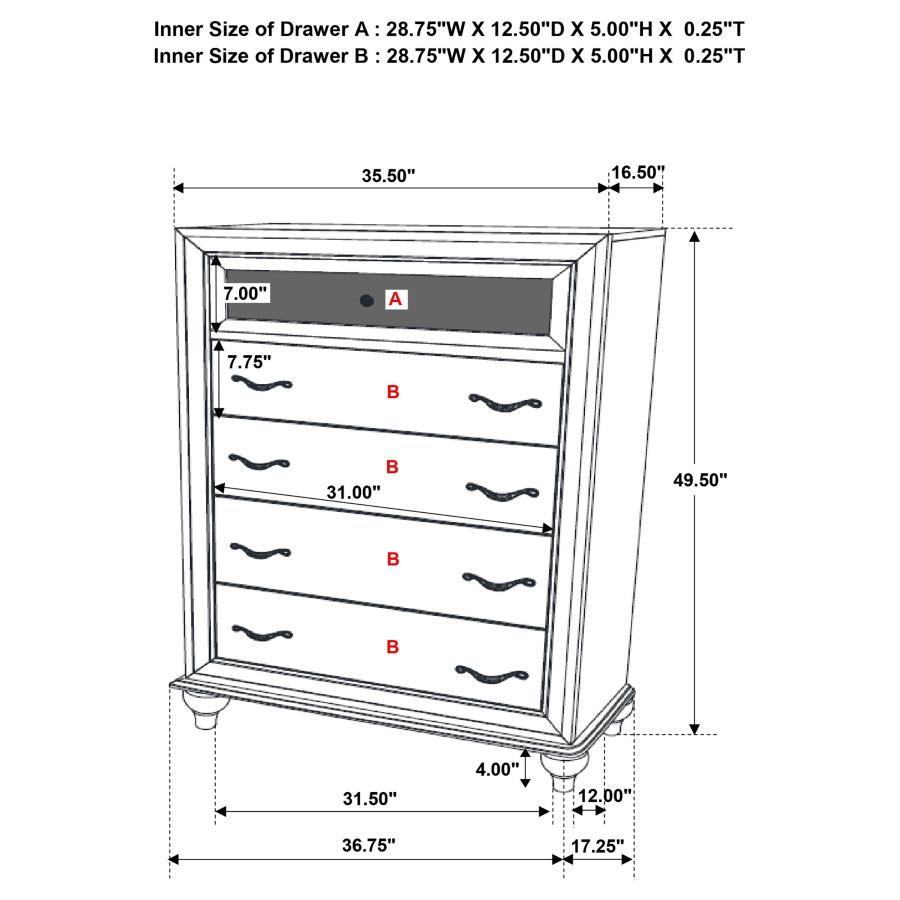 (image for) Barzini 5-drawer Bedroom Chest White