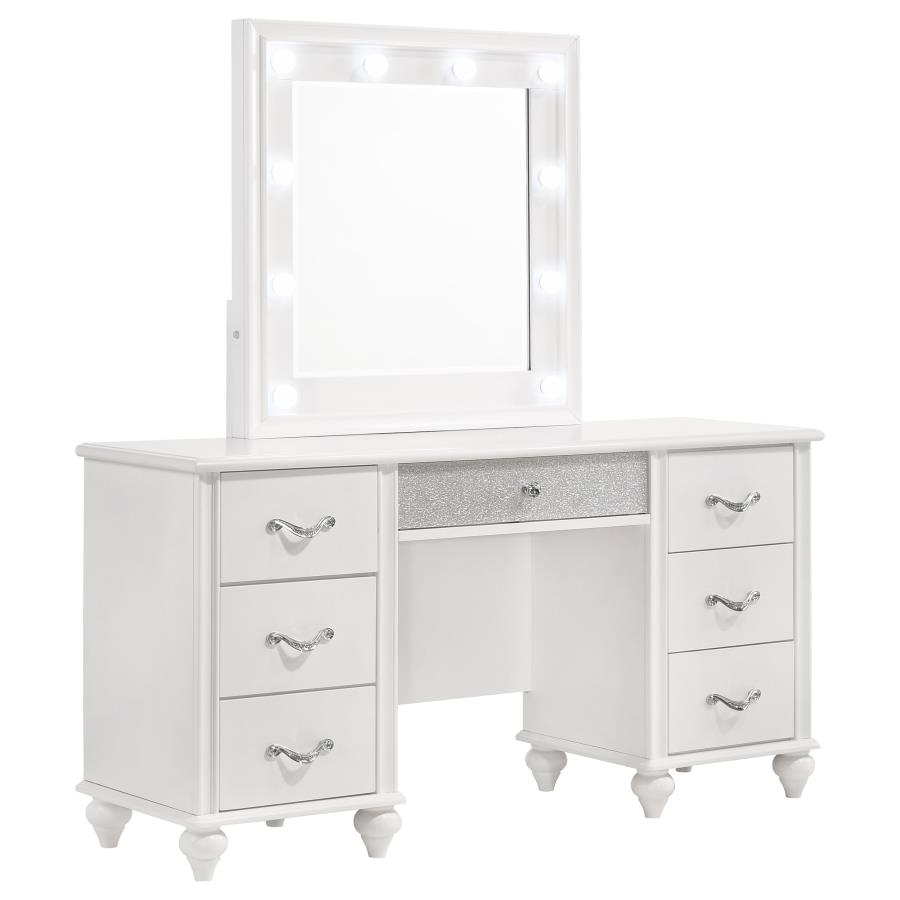 (image for) Barzini 7-drawer Vanity Set with Lighting White