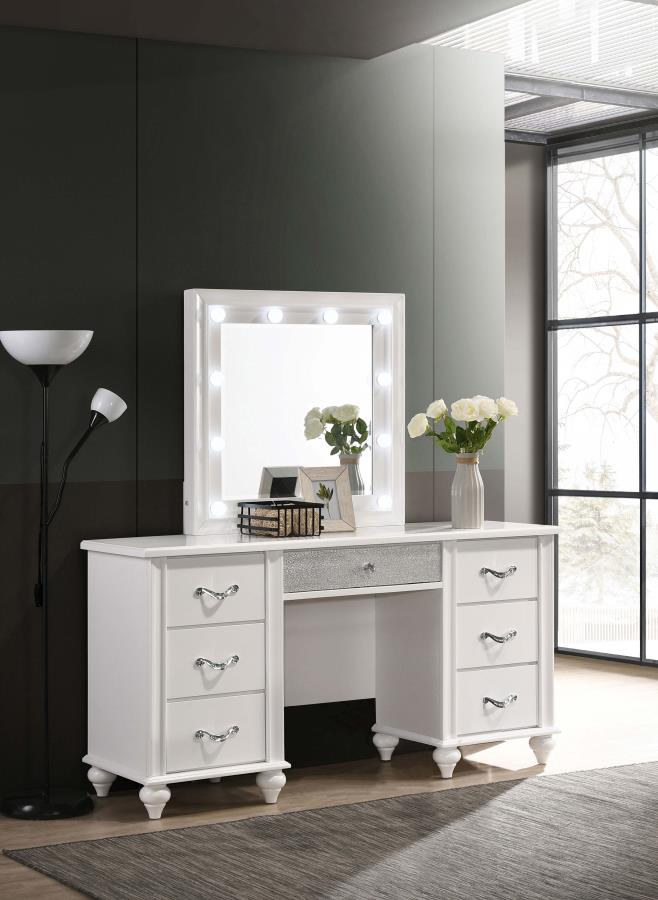 (image for) Barzini 7-drawer Vanity Set with Lighting White