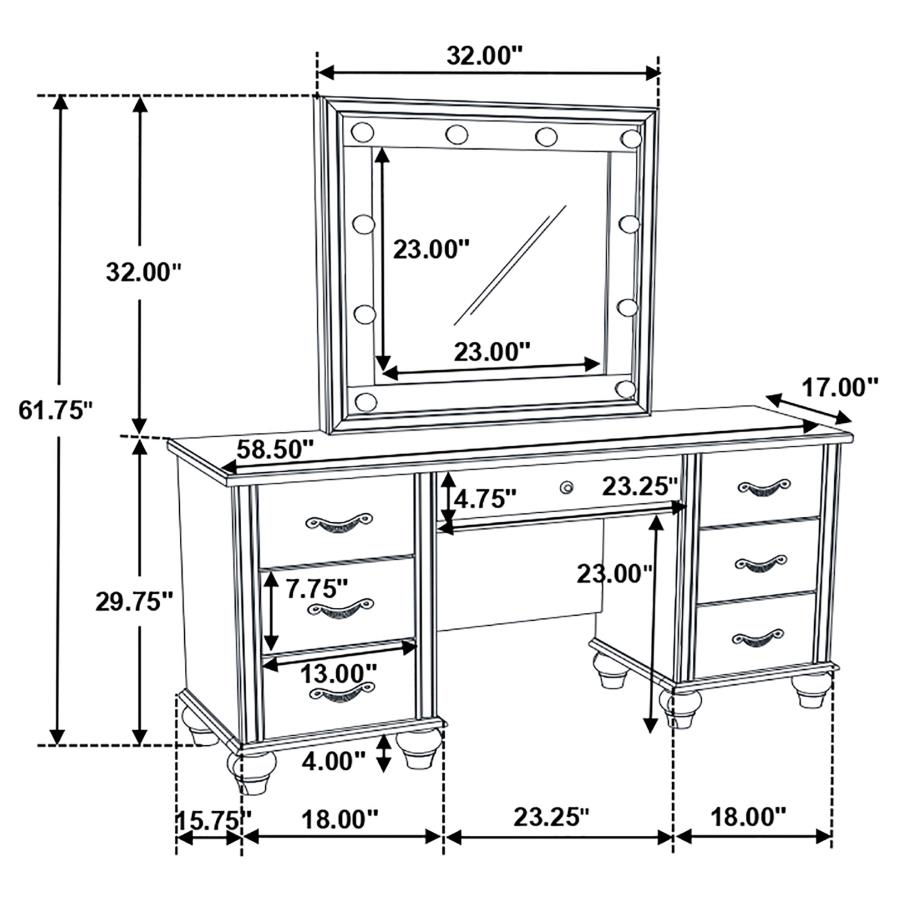 (image for) Barzini 7-drawer Vanity Set with Lighting White