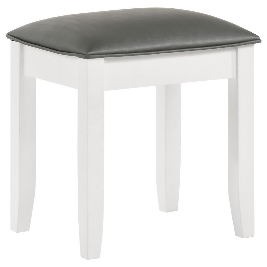 (image for) Barzini Upholstered Vanity Stool Metallic and White - Click Image to Close