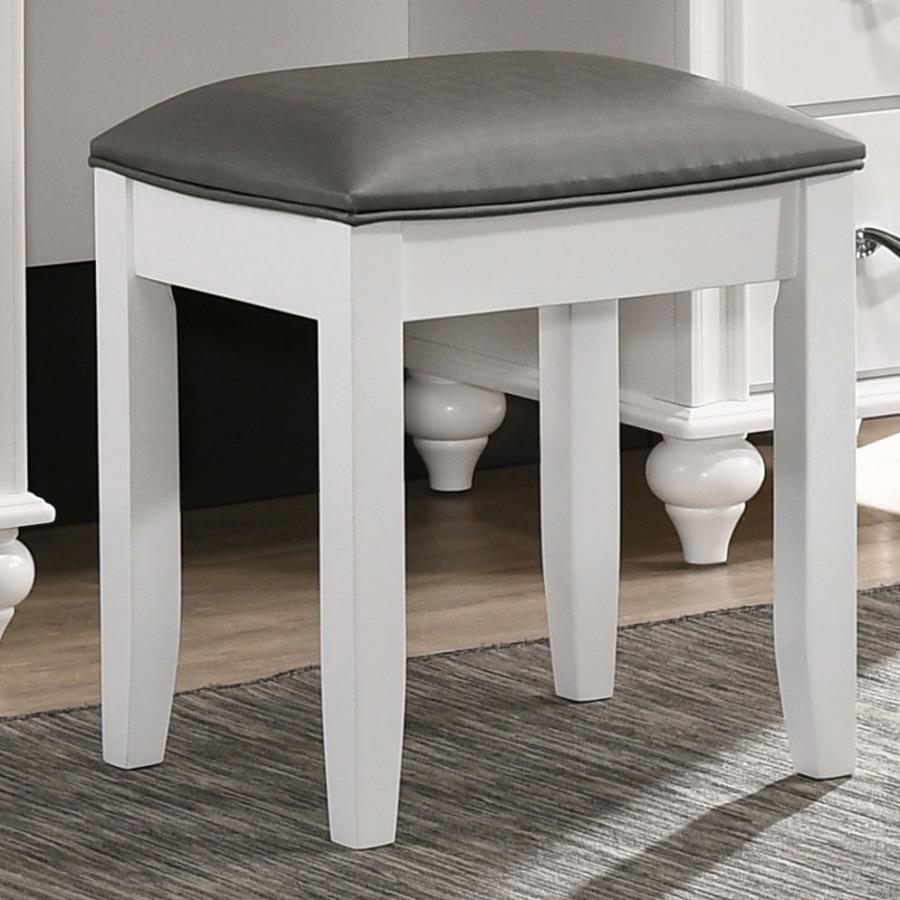 (image for) Barzini Upholstered Vanity Stool Metallic and White