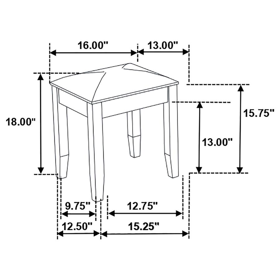 (image for) Barzini Upholstered Vanity Stool Metallic and White