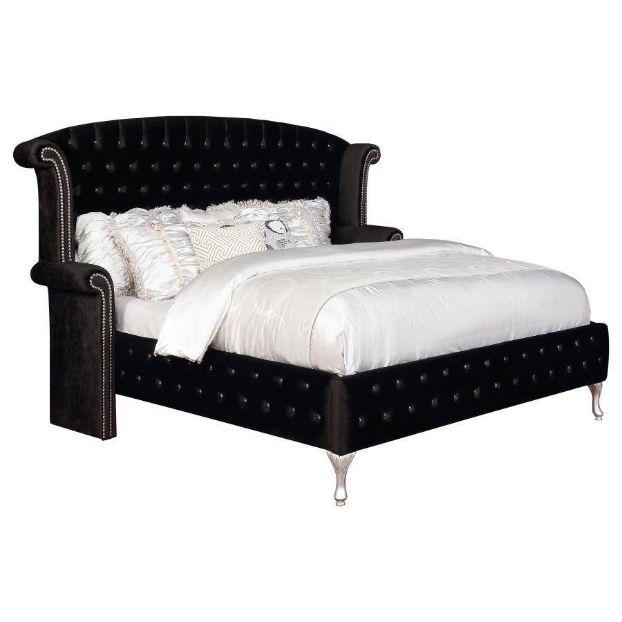 (image for) Deanna Upholstered Eastern King Wingback Bed Black