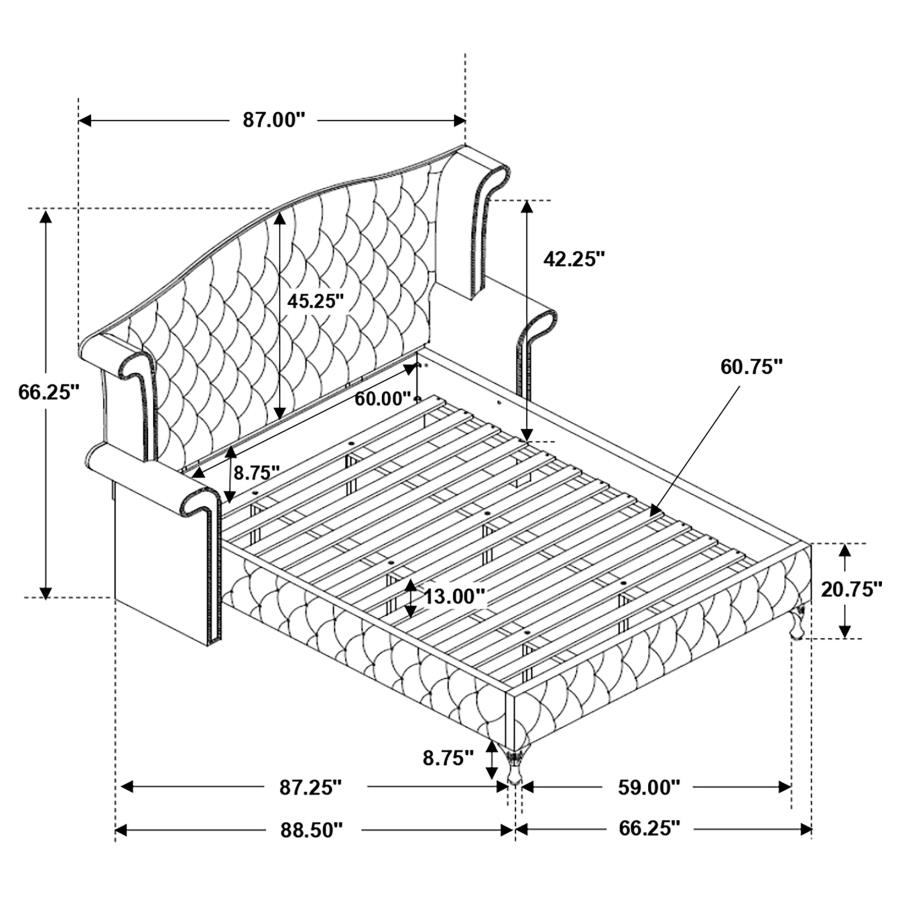 (image for) Deanna Upholstered Queen Wingback Bed Black