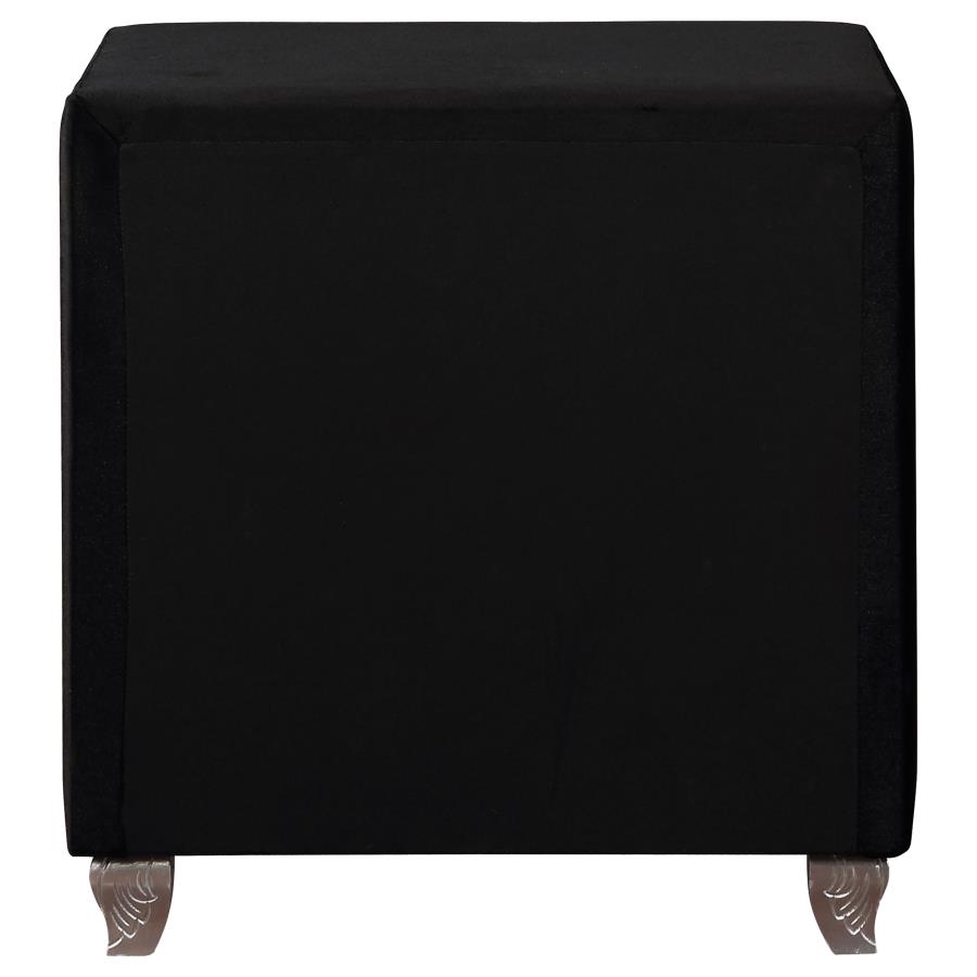 (image for) Deanna Upholstered 2-drawer Nightstand Black