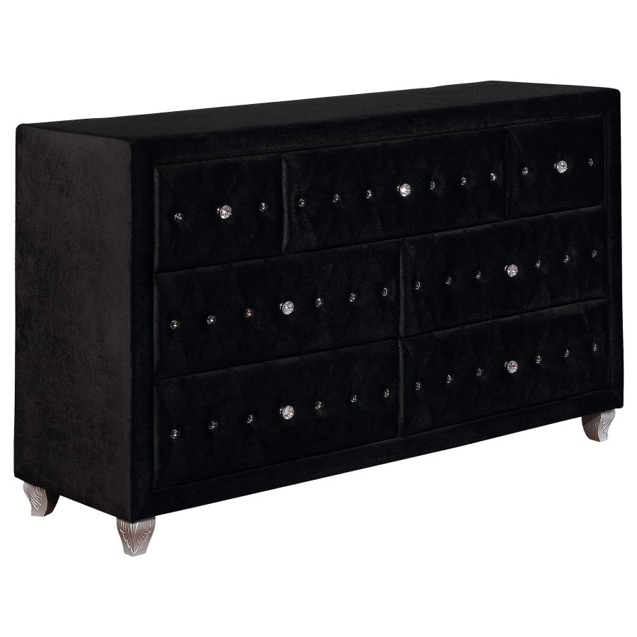 (image for) Deanna 7-drawer Upholstered Dresser Black