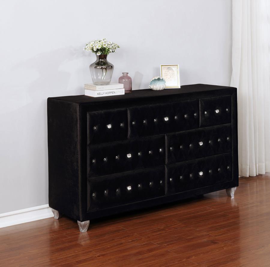 (image for) Deanna 7-drawer Upholstered Dresser Black