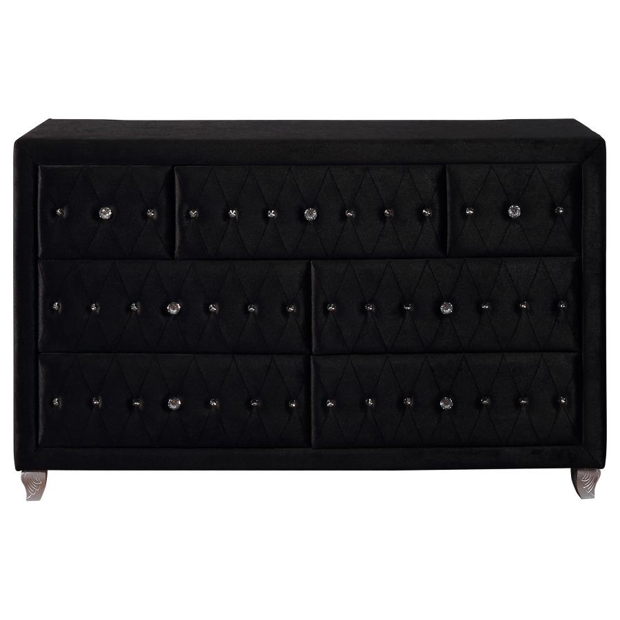 (image for) Deanna 7-drawer Upholstered Dresser Black