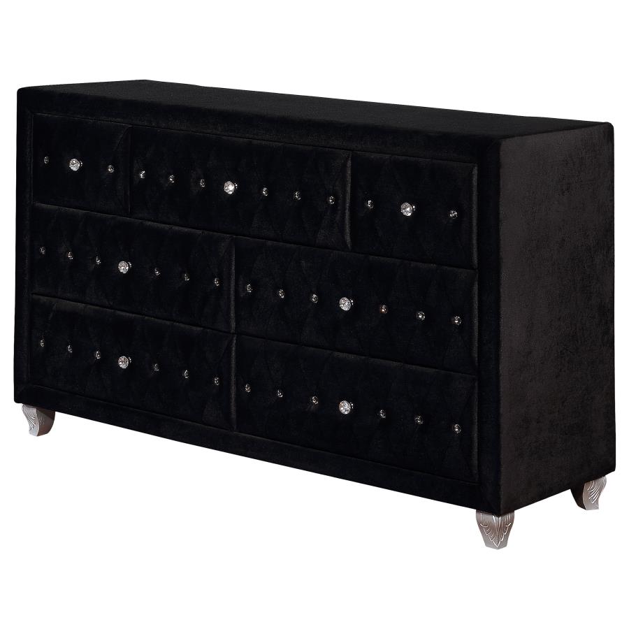 (image for) Deanna 7-drawer Upholstered Dresser Black