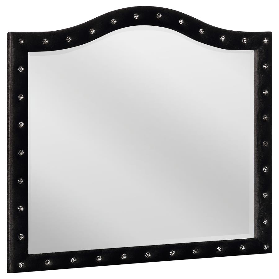 (image for) Deanna Upholstered Dresser Mirror Black - Click Image to Close