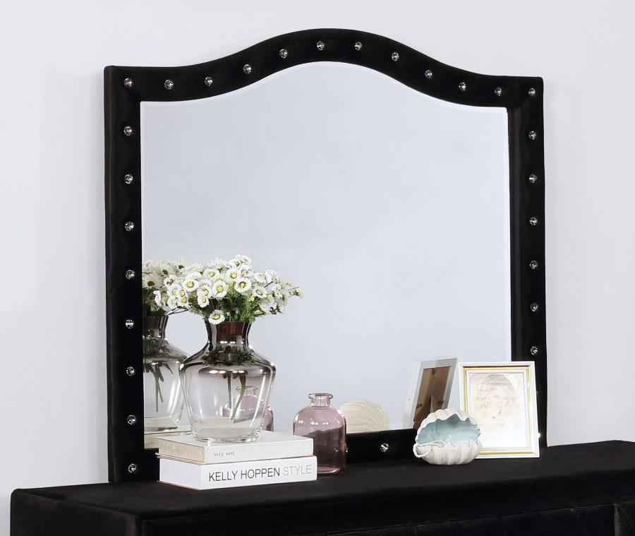 (image for) Deanna Upholstered Dresser Mirror Black