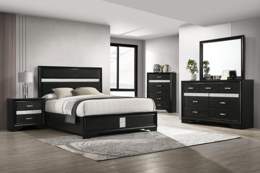 (image for) Miranda 5-piece Eastern King Bedroom Set Black - Click Image to Close