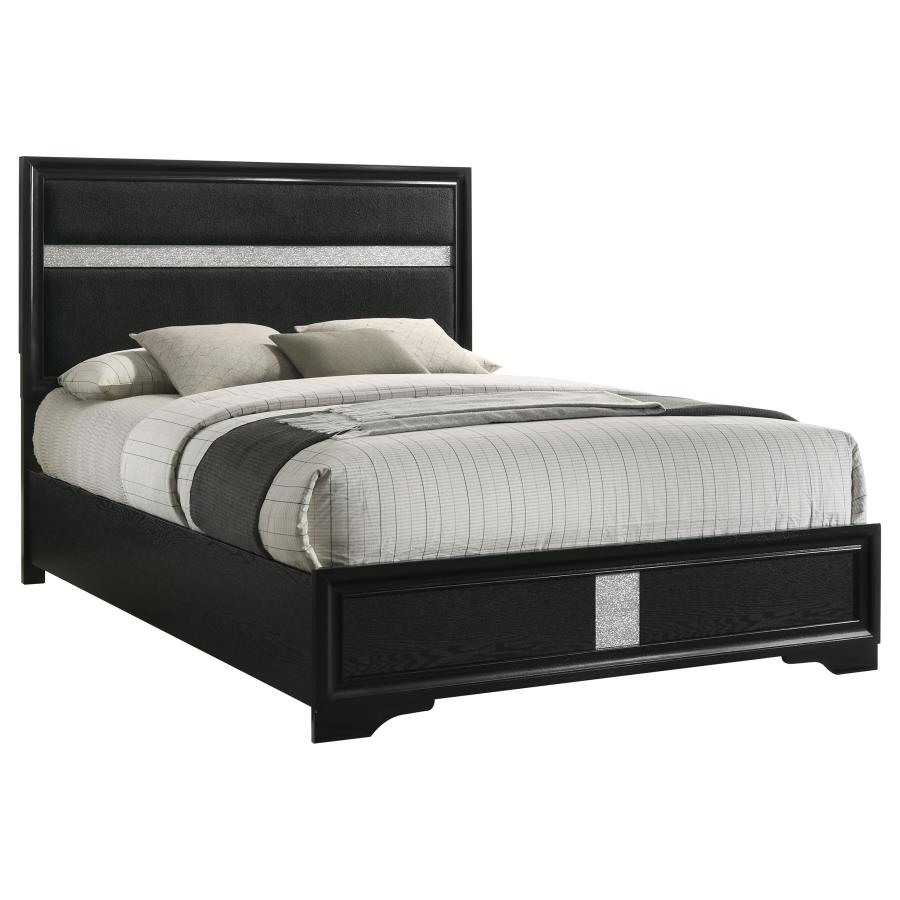 (image for) Miranda 54-inch Upholstered Eastern King Panel Bed Black