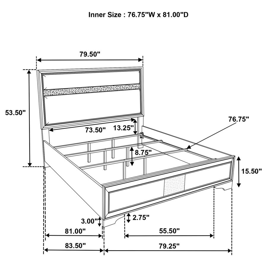 (image for) Miranda 54-inch Upholstered Eastern King Panel Bed Black