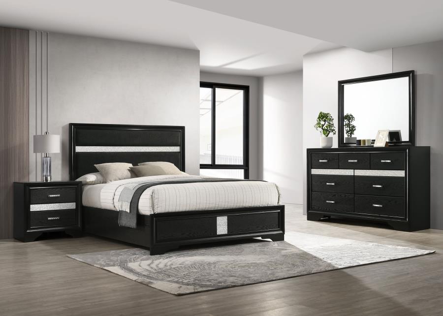 (image for) Miranda 4-piece California King Bedroom Set Black - Click Image to Close