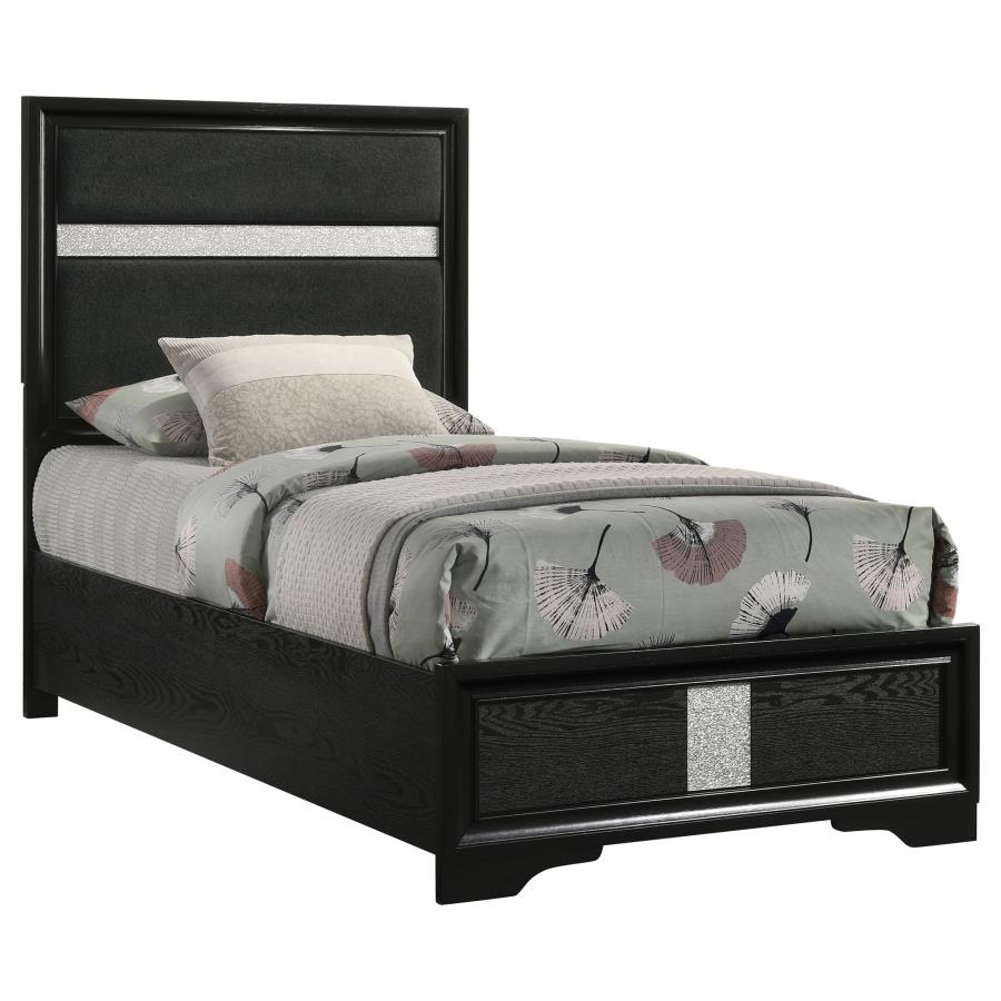 (image for) Miranda 55-inch Upholstered Twin Panel Bed Black