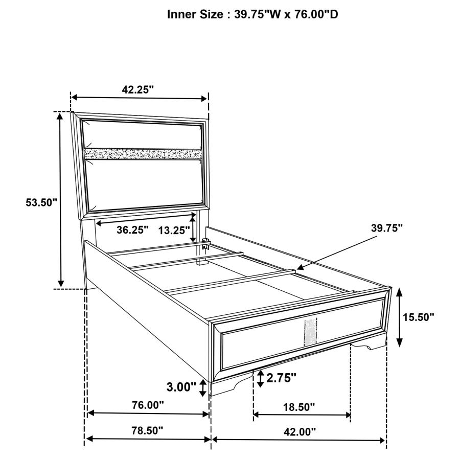 (image for) Miranda 54-inch Upholstered Twin Panel Bed Black