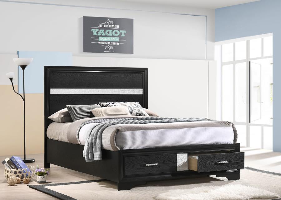 (image for) Miranda Wood Full Storage Panel Bed Black